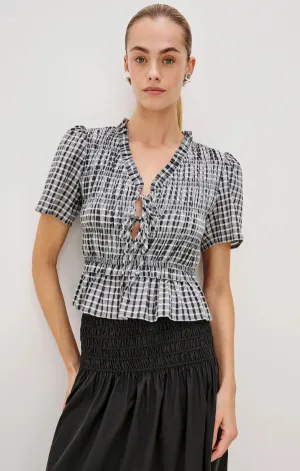 Portia Top in Ash Seersucker Outdoor Pants