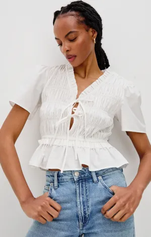 High End smooth zipper Portia Top in White