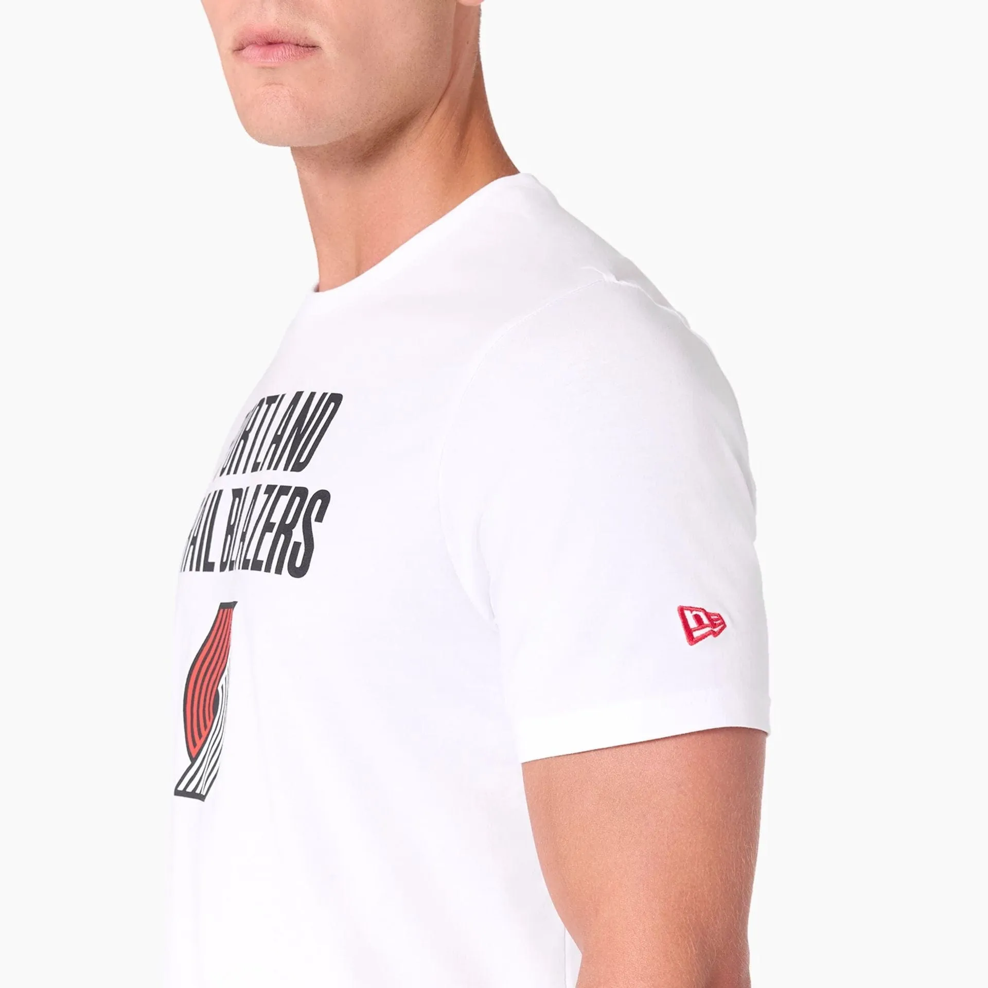 Portland Trail Blazers NBA White T-Shirt Raw Edge Hem
