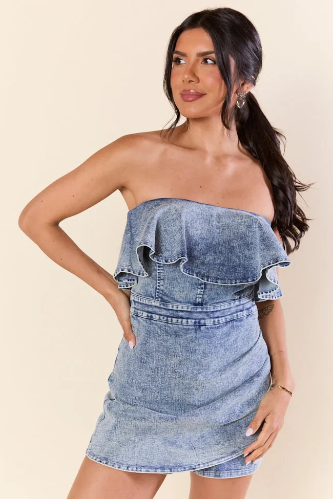 Street Fest MoistureWicking Technology Dusk To Denim Blue Wrap Romper SALE