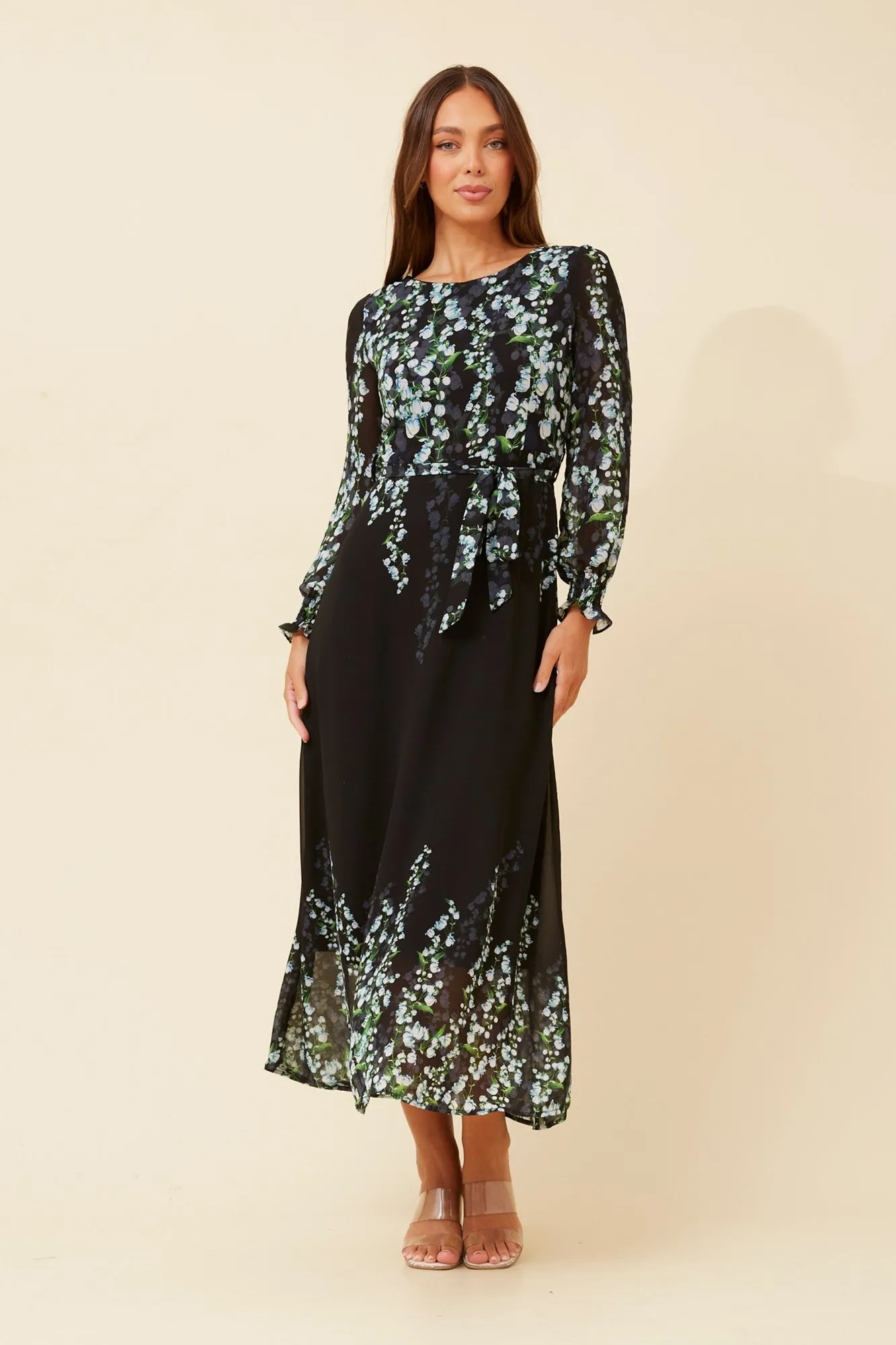 ReinforcedHem Airy Silk PRISCILLA FLORAL MAXI DRESS