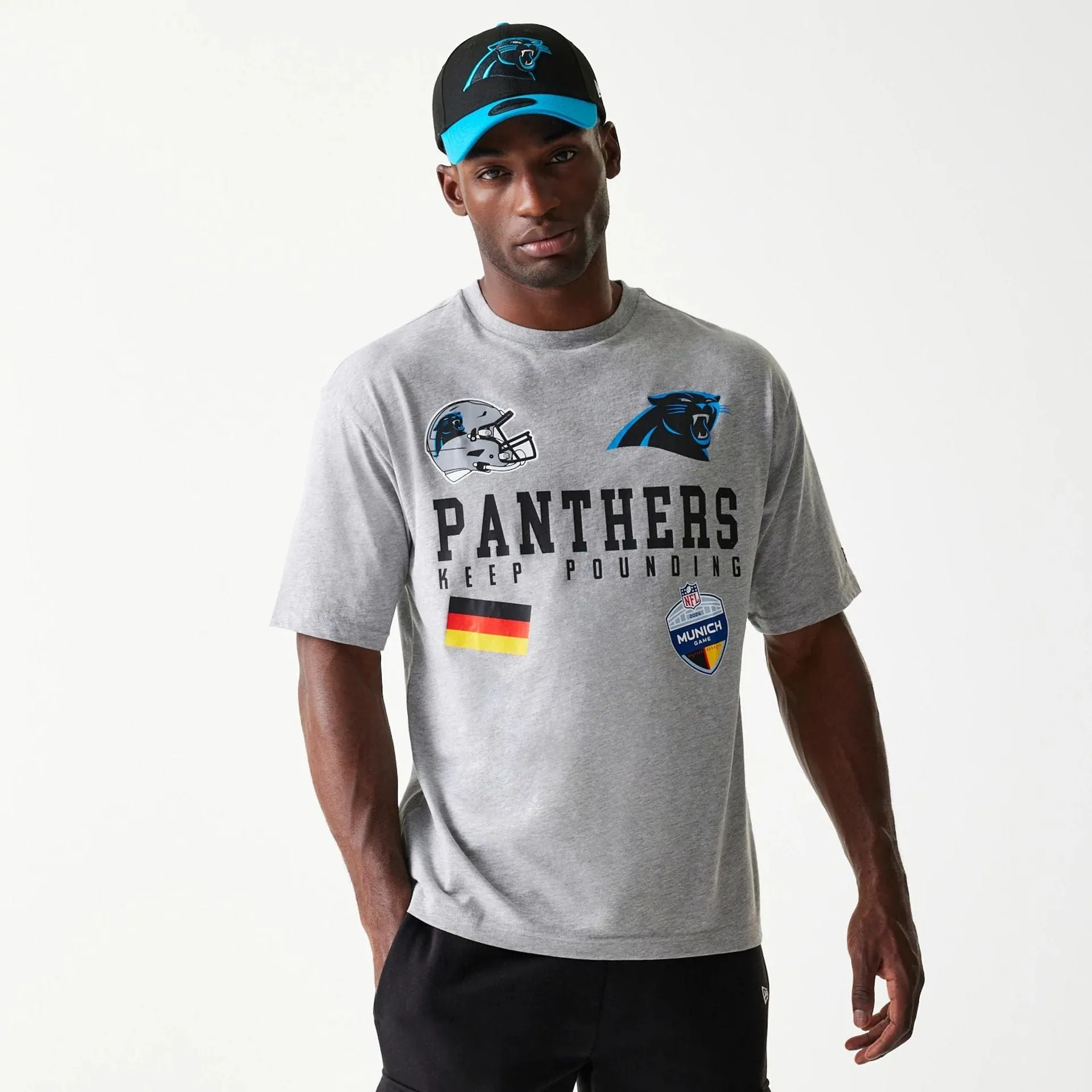 Carolina Panthers NFL Games Collegiate Grey Oversized T-Shirt Outdoor Smart Soft Stretch Fit