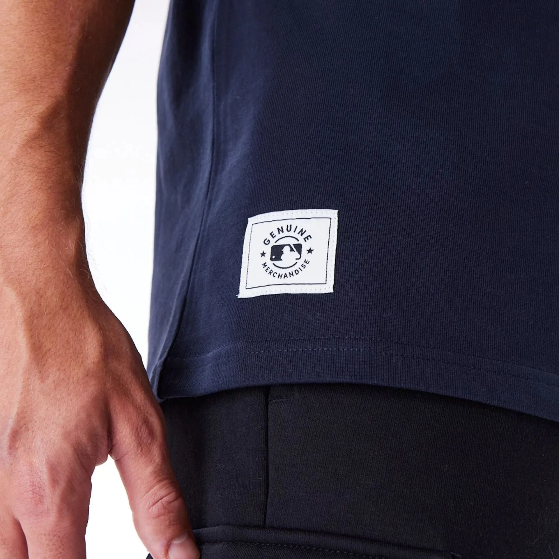 New York Yankees MLB Rib Infill Navy Oversized T-Shirt Circular Knit Design FadeResistant Coating