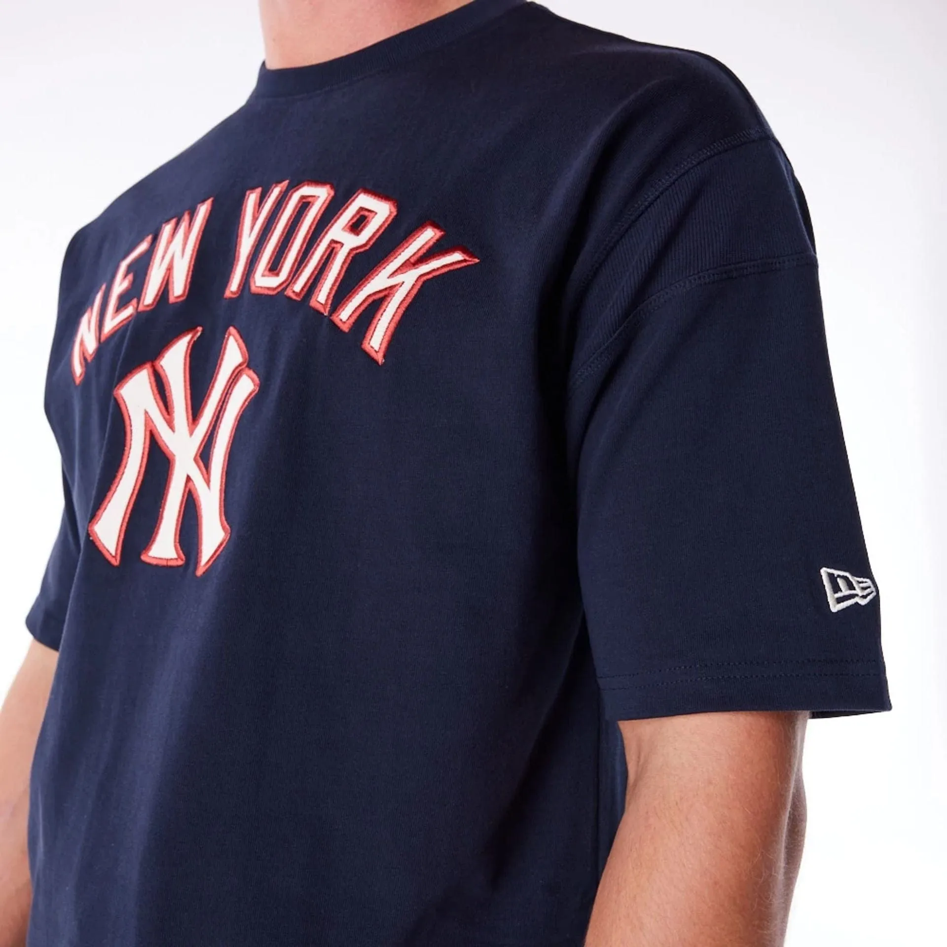 Essential Fashion Sublimation Resistant Fabric New York Yankees MLB Rib Infill Navy Oversized T-Shirt