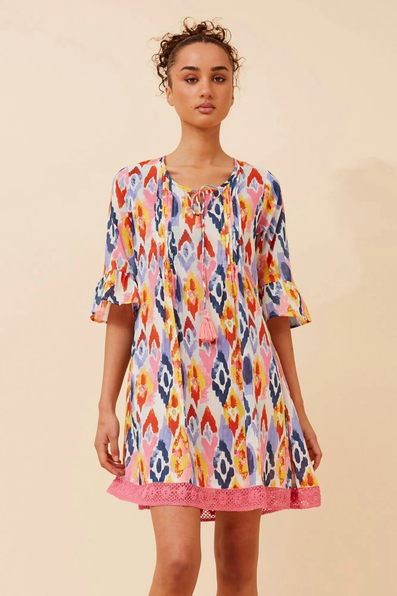 NIETTA ABSTRACT PRINT DRESS Adjustable Straps