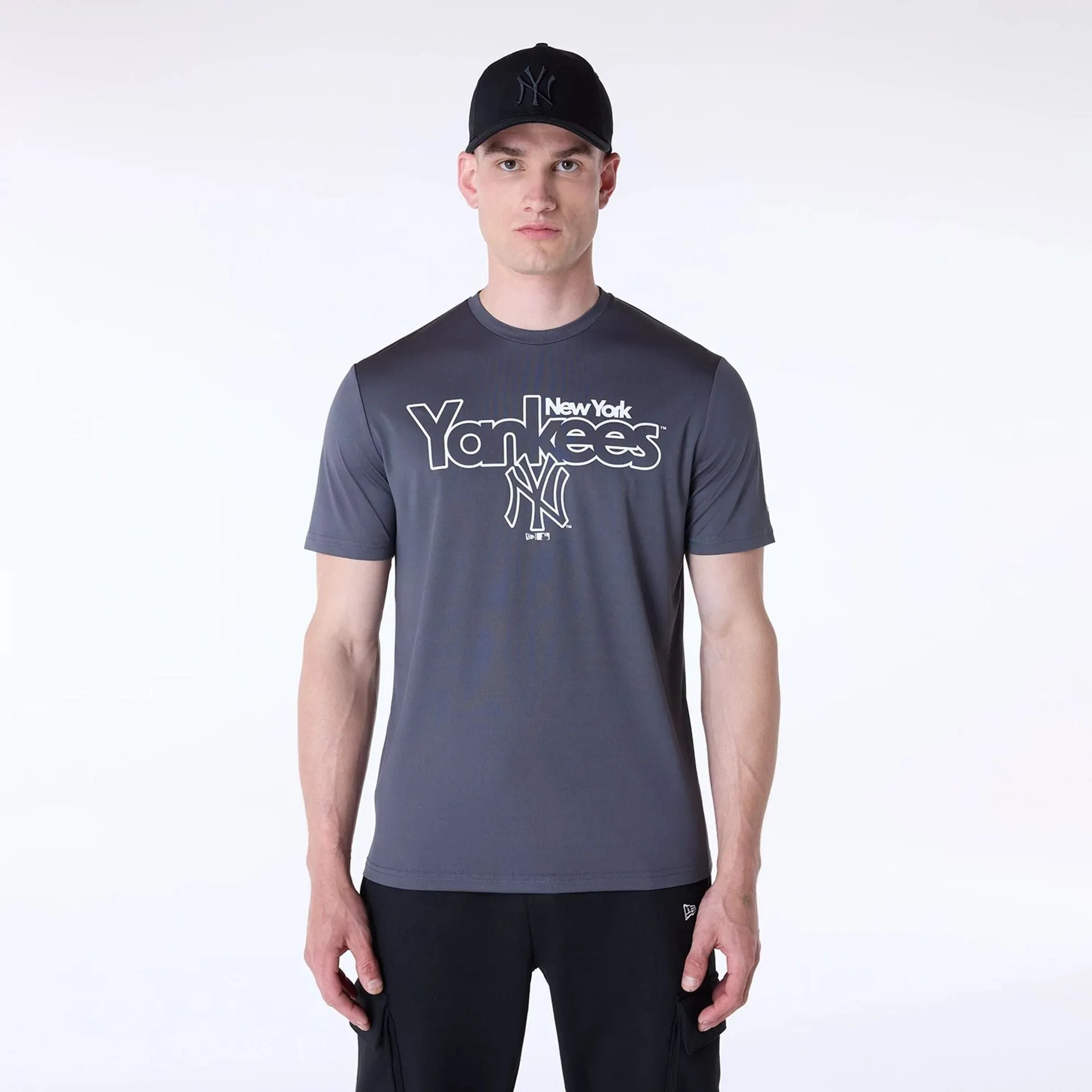 New York Yankees MLB Essentials Dark Grey T-Shirt Layered Collar Structure