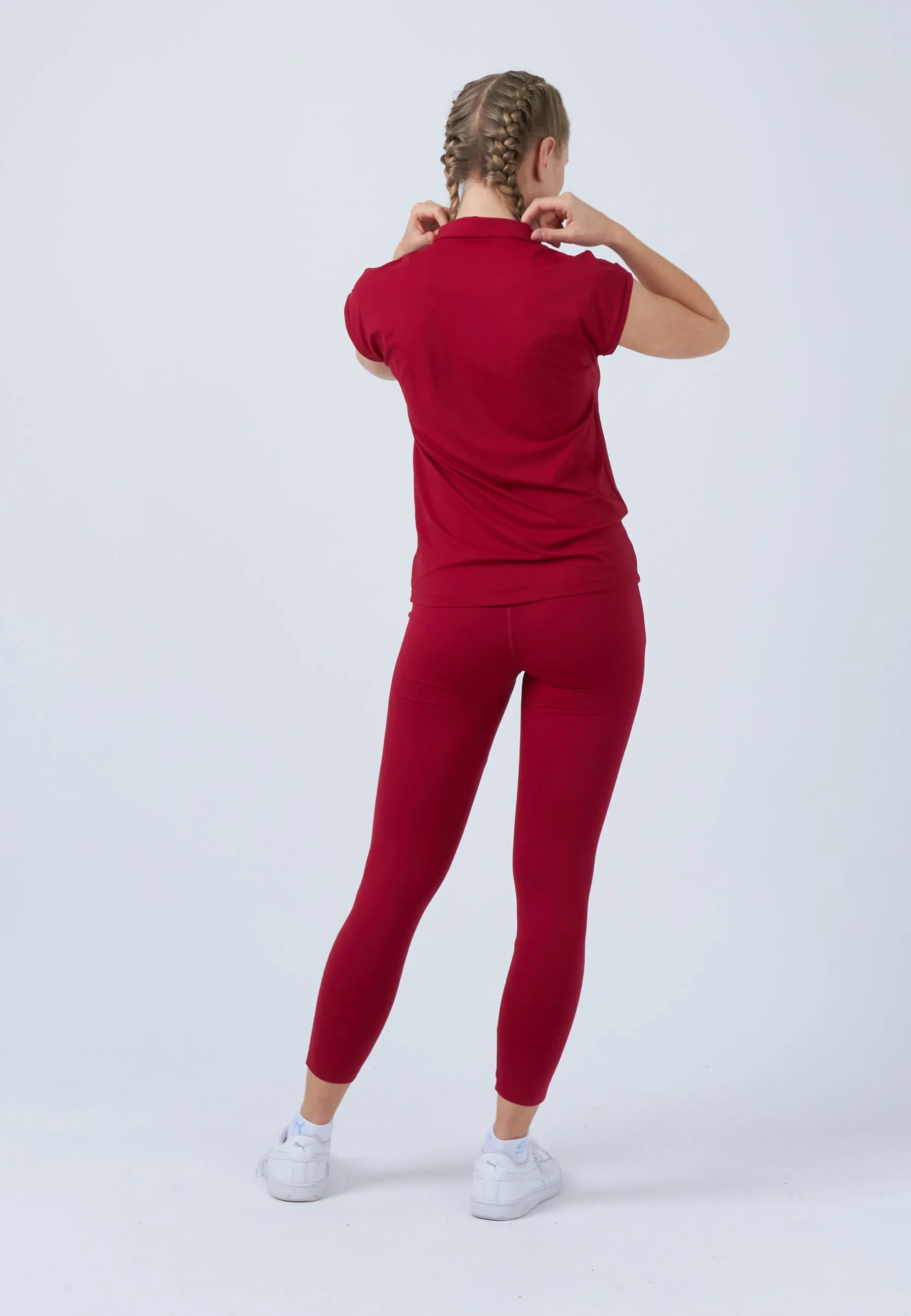 Soft and Light Fashion Essential Tennis Polo Shirt Loose-Fit, bordeaux red