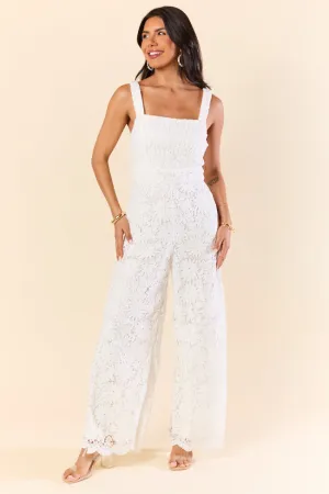 AdjustableStraps Pure Elegance White Lace Jumpsuit FINAL SALE