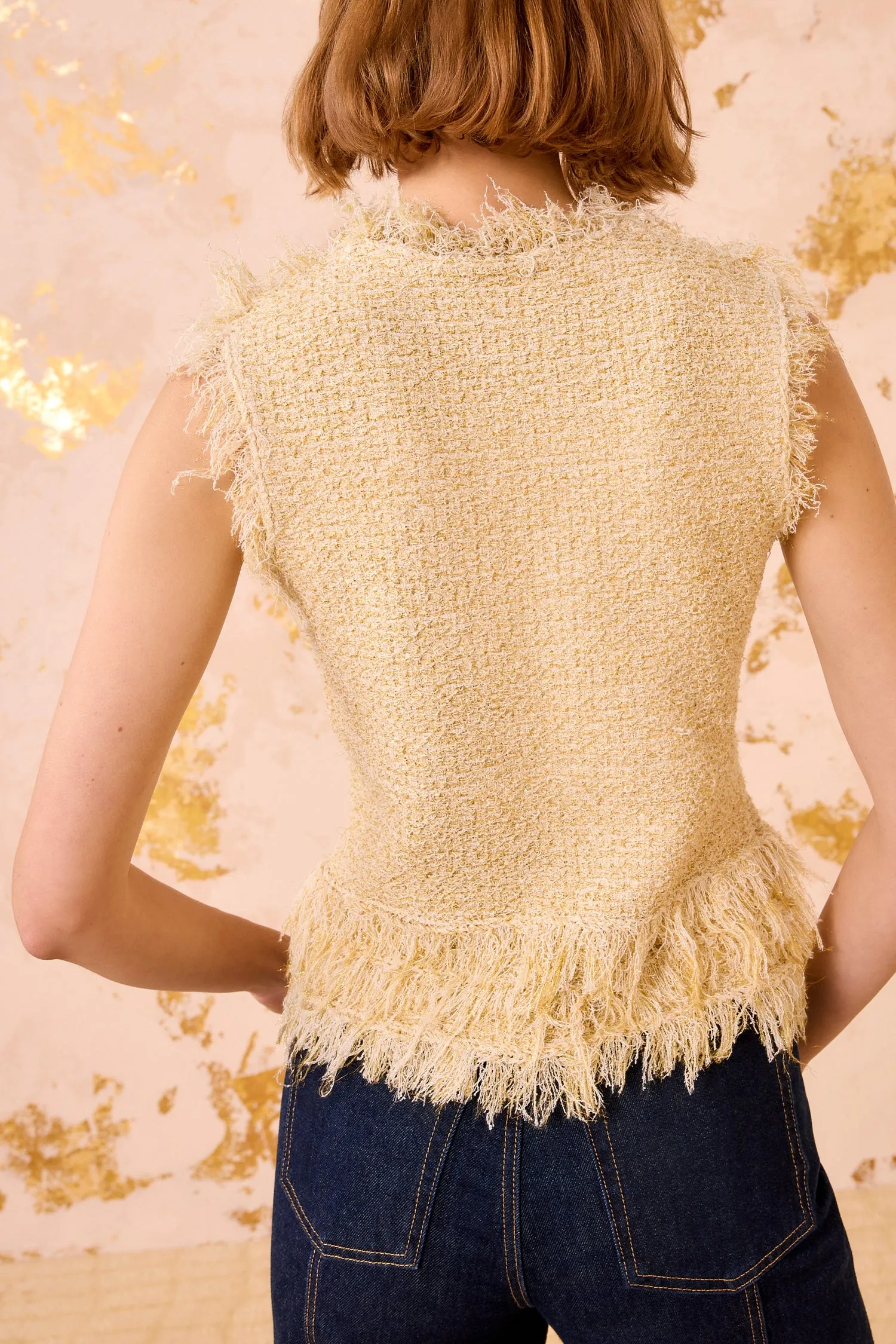 AntiBacterialTreatment Kassi Knit Tweed Sleeveless Top - Lumin