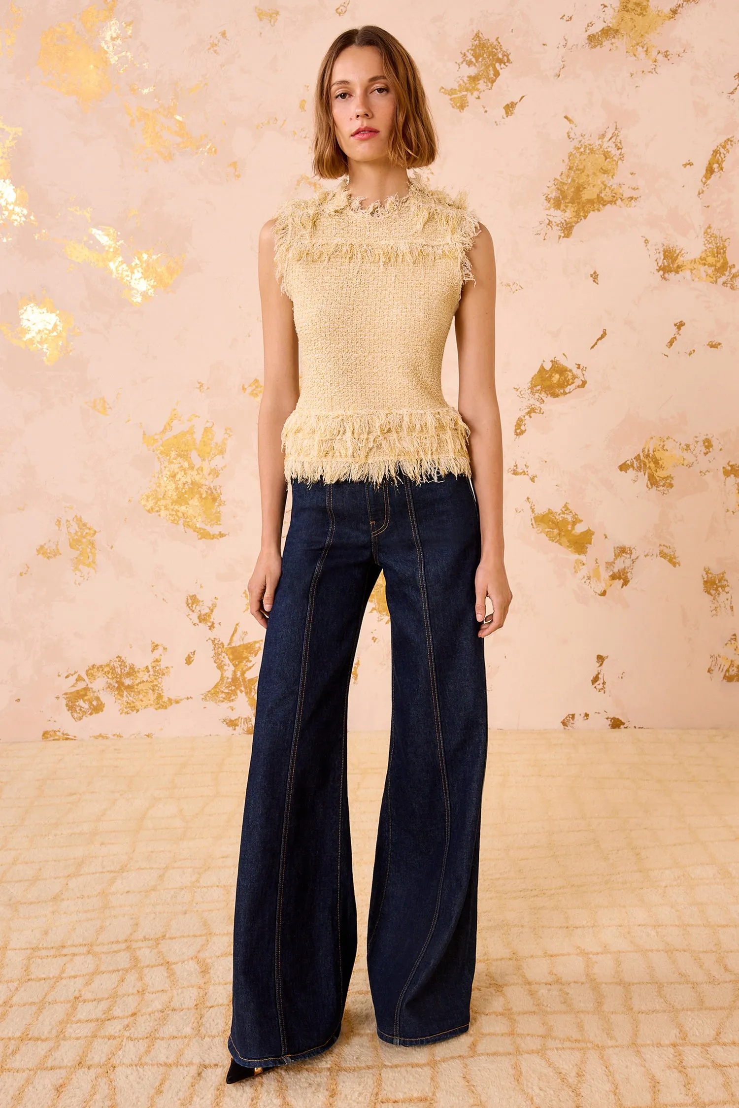 King Mode Kassi Knit Tweed Sleeveless Top - Lumin