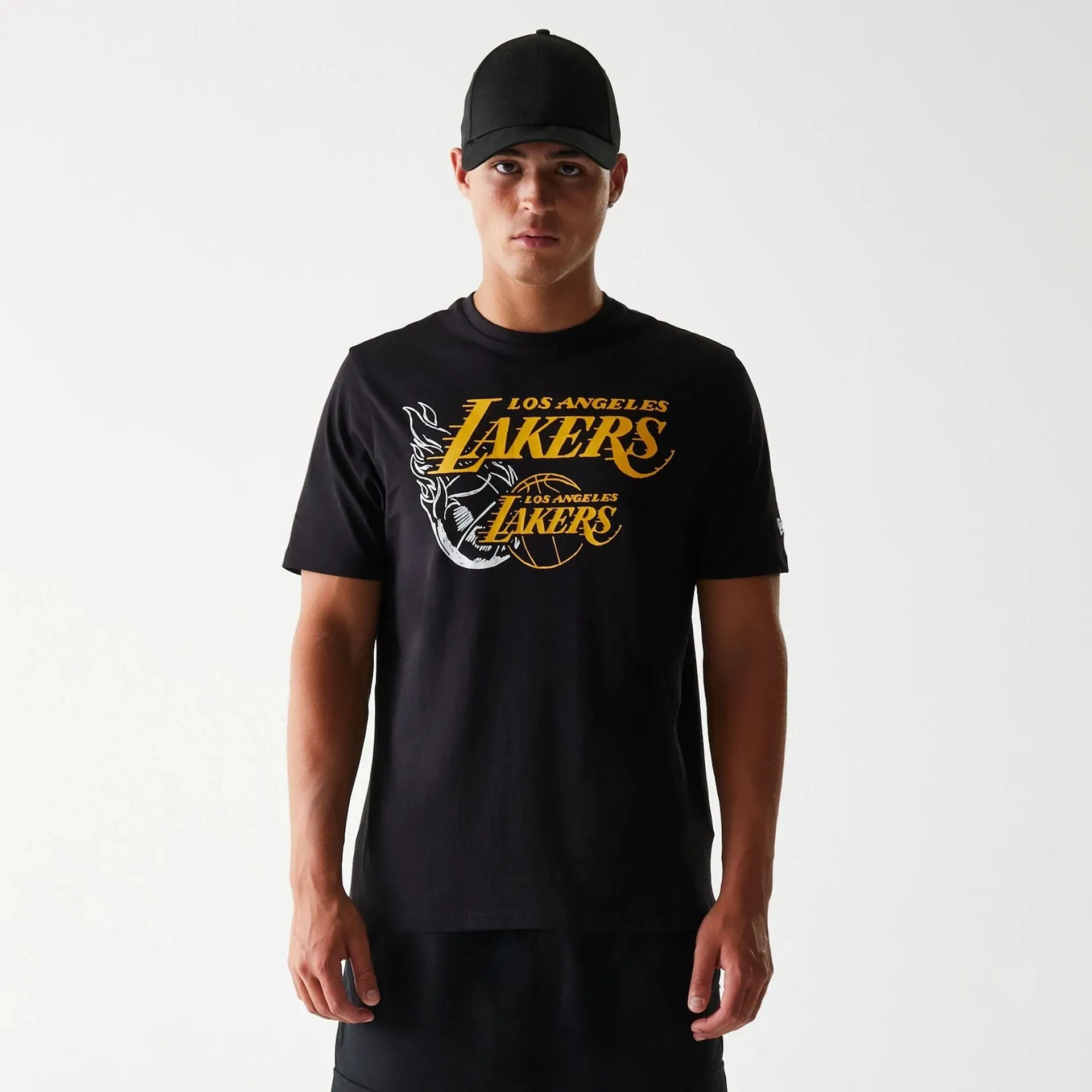 Non Iron Finish LA Lakers NBA Flame Graphic Black T-Shirt