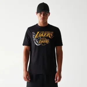 Non Iron Finish LA Lakers NBA Flame Graphic Black T-Shirt