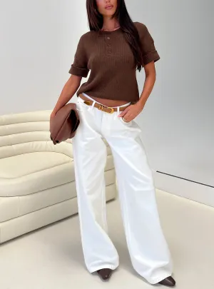 Flexible Comfort All Round Fit Ramos Low Rise Wide Leg Jeans White