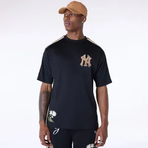 New York Yankees MLB Floral Black Oversized T-Shirt Floral freshness All-Day Wear