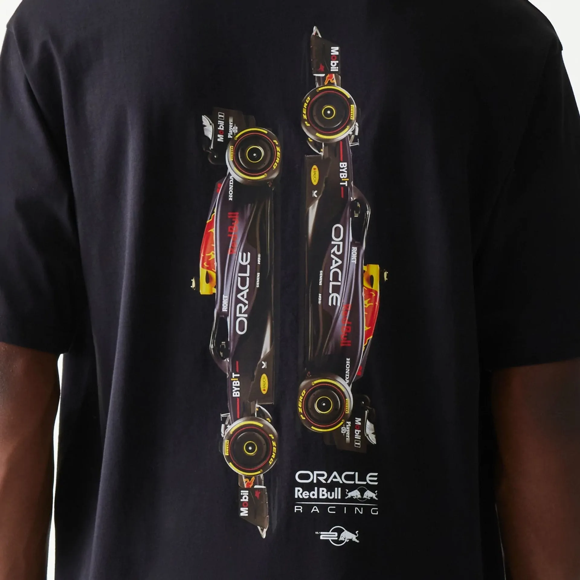 Red Bull Racing Profile Black Oversized T-Shirt Reinforced Shoulder Stitching
