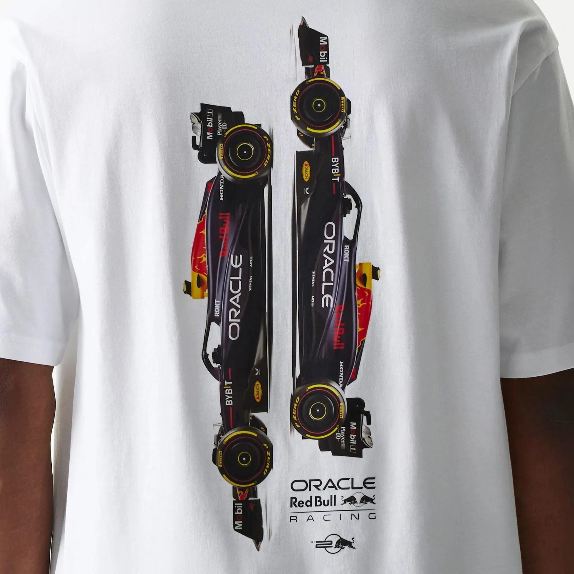 Breathable and Comfortable Red Bull Racing Profile White Oversized T-Shirt