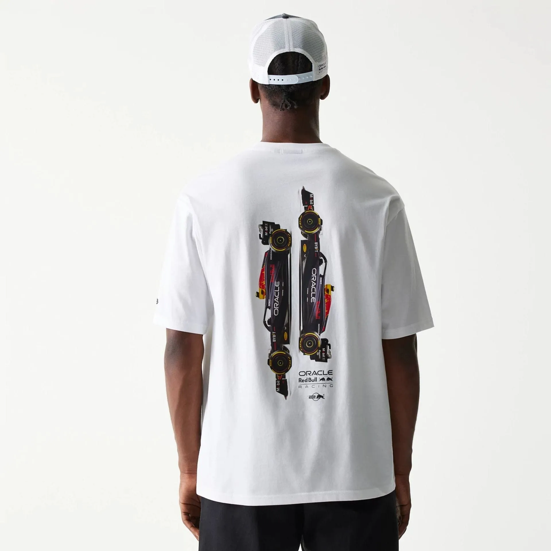Sporty Fit Chic Comfort Style Red Bull Racing Profile White Oversized T-Shirt