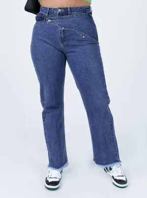 Reine Yolk Detail Denim Jeans Classic Autumn Days Adult Fashion