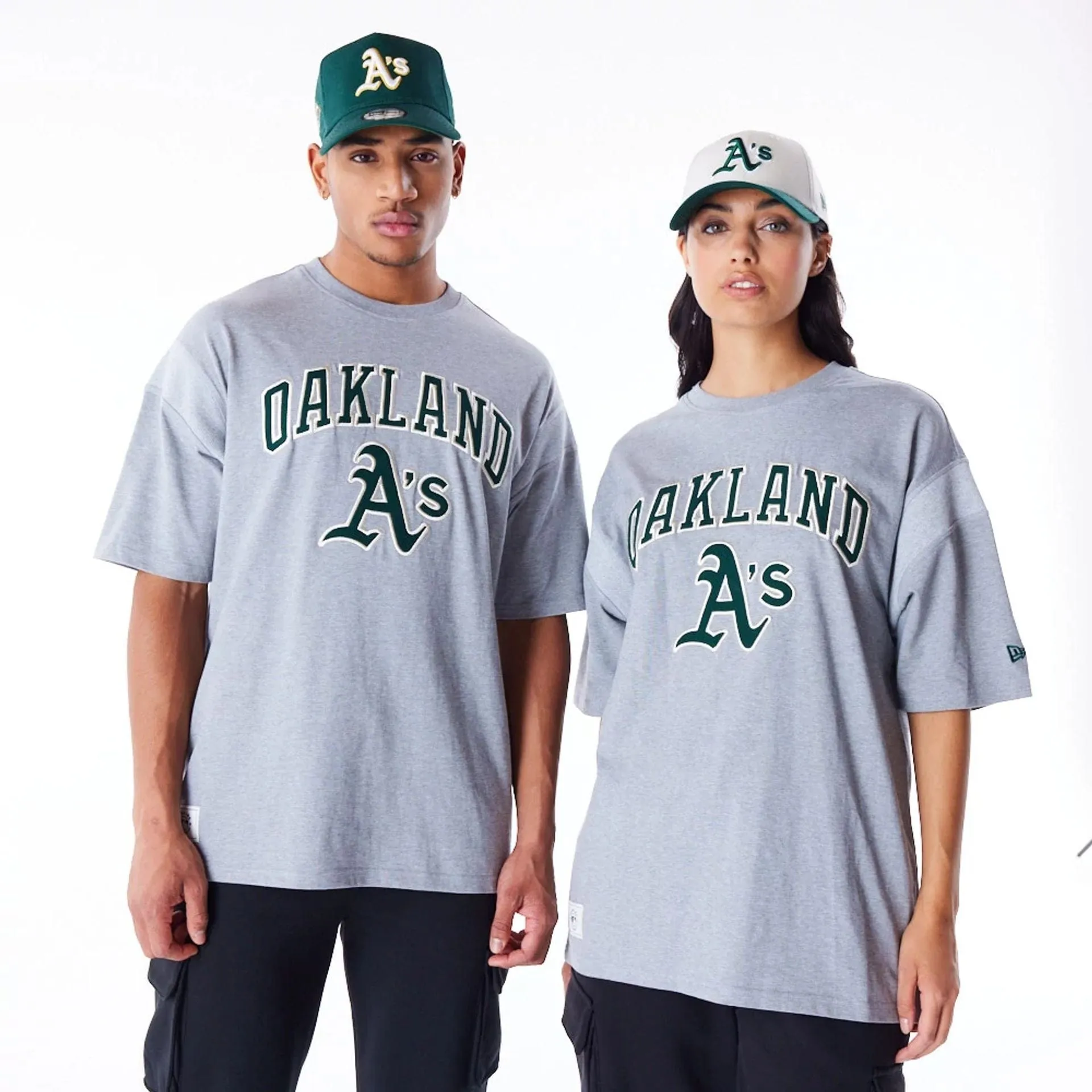 Weekend Wardrobe Oakland Athletics MLB Rib Infill Grey Oversized T-Shirt