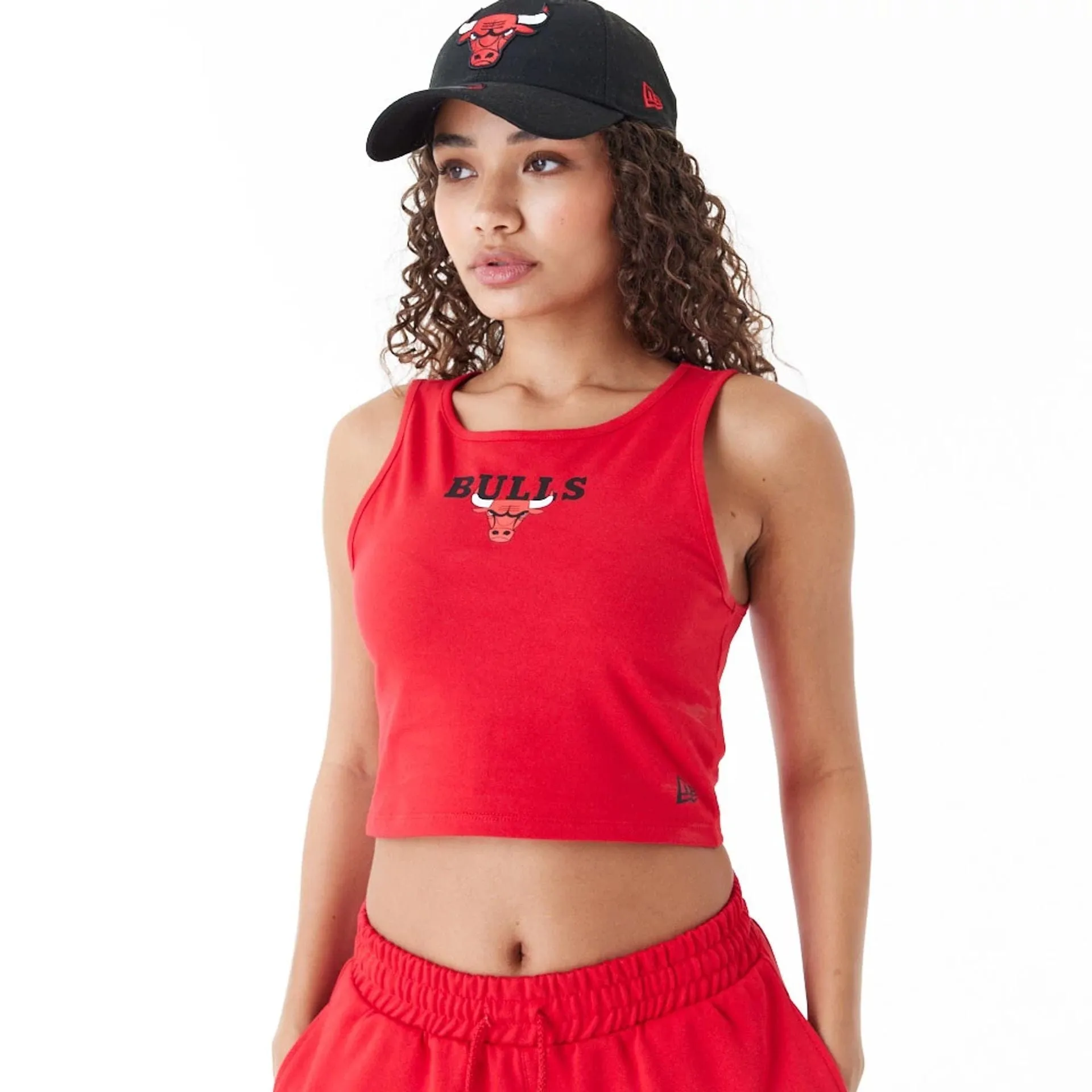 Chicago Bulls Womens NBA Team Logo Red Crop Tank Top Reinforced Collar comfortable option