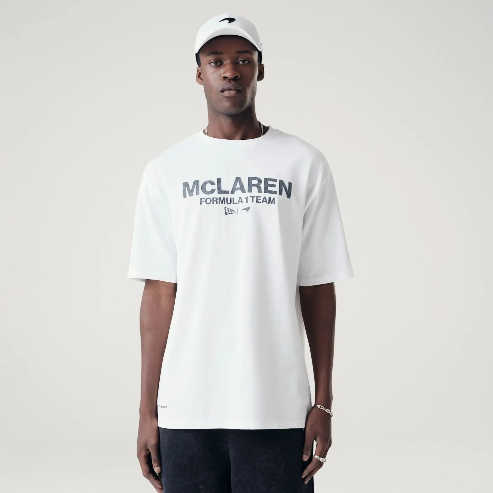 Classic and Comfy McLaren Racing Washed Black On White Oversized T-Shirt