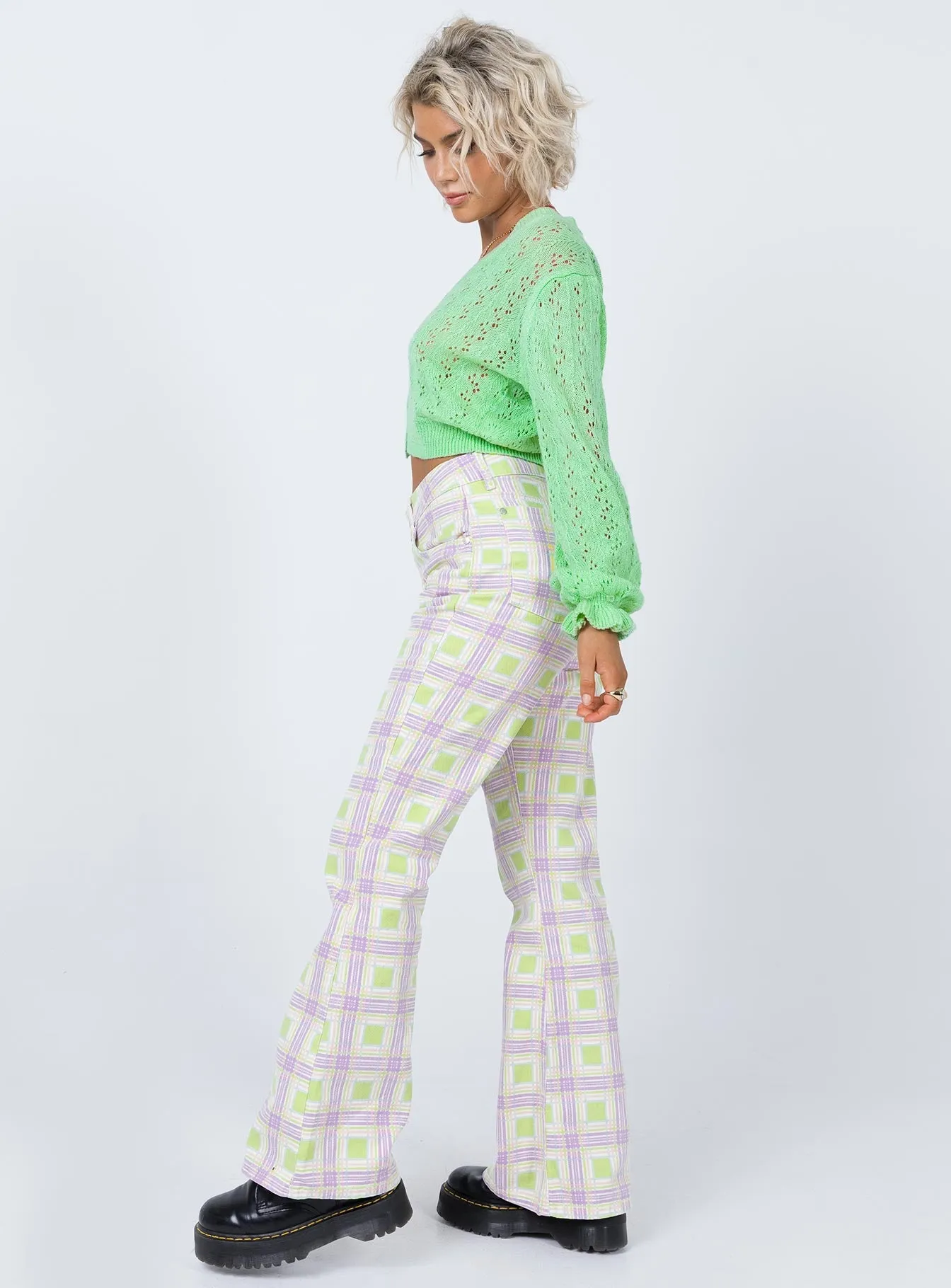 The Ragged Priest Trail Denim Jeans Green Check Autumn Days Parent Style Leisure Ready