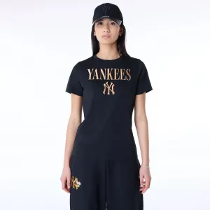 Durable Stitching New York Yankees Womens MLB Black T-Shirt
