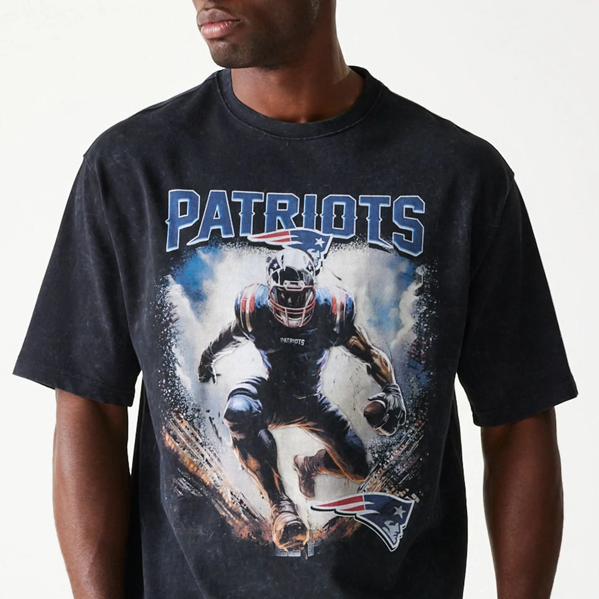 New England Patriots NFL Games Premium Apparel Black Oversized T-Shirt Brushed Interior Lining