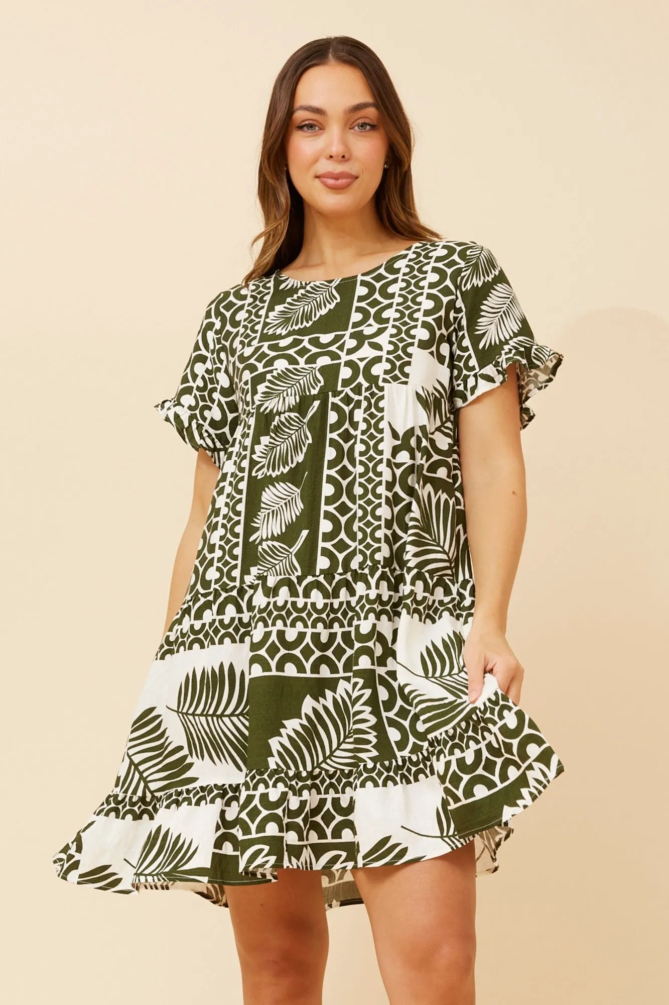 RELLY LEAF PRINT DRESS Body Flow Timeless Style Wear