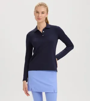 Renwick Scallop Collar Long Sleeve Polo Sleek Performance Fit