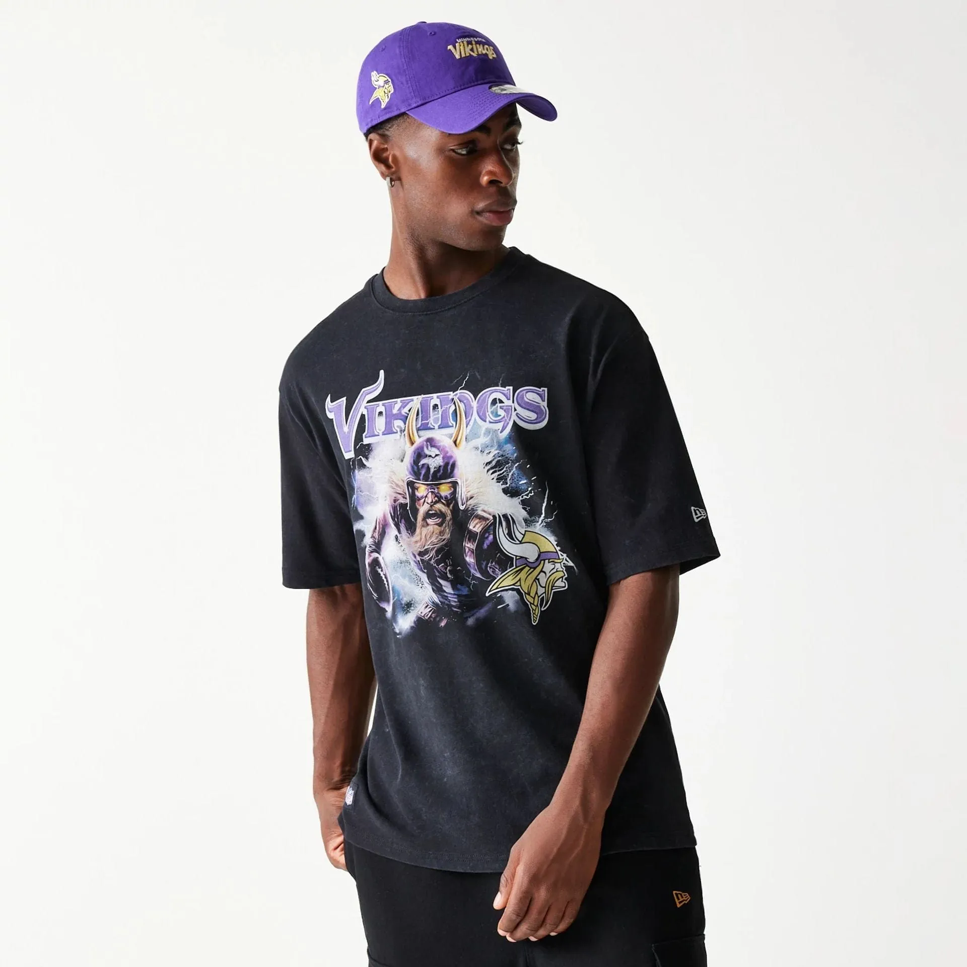 Minnesota Vikings NFL Games Premium Apparel Black Oversized T-Shirt Casual everyday wear Compact Stitch Pattern