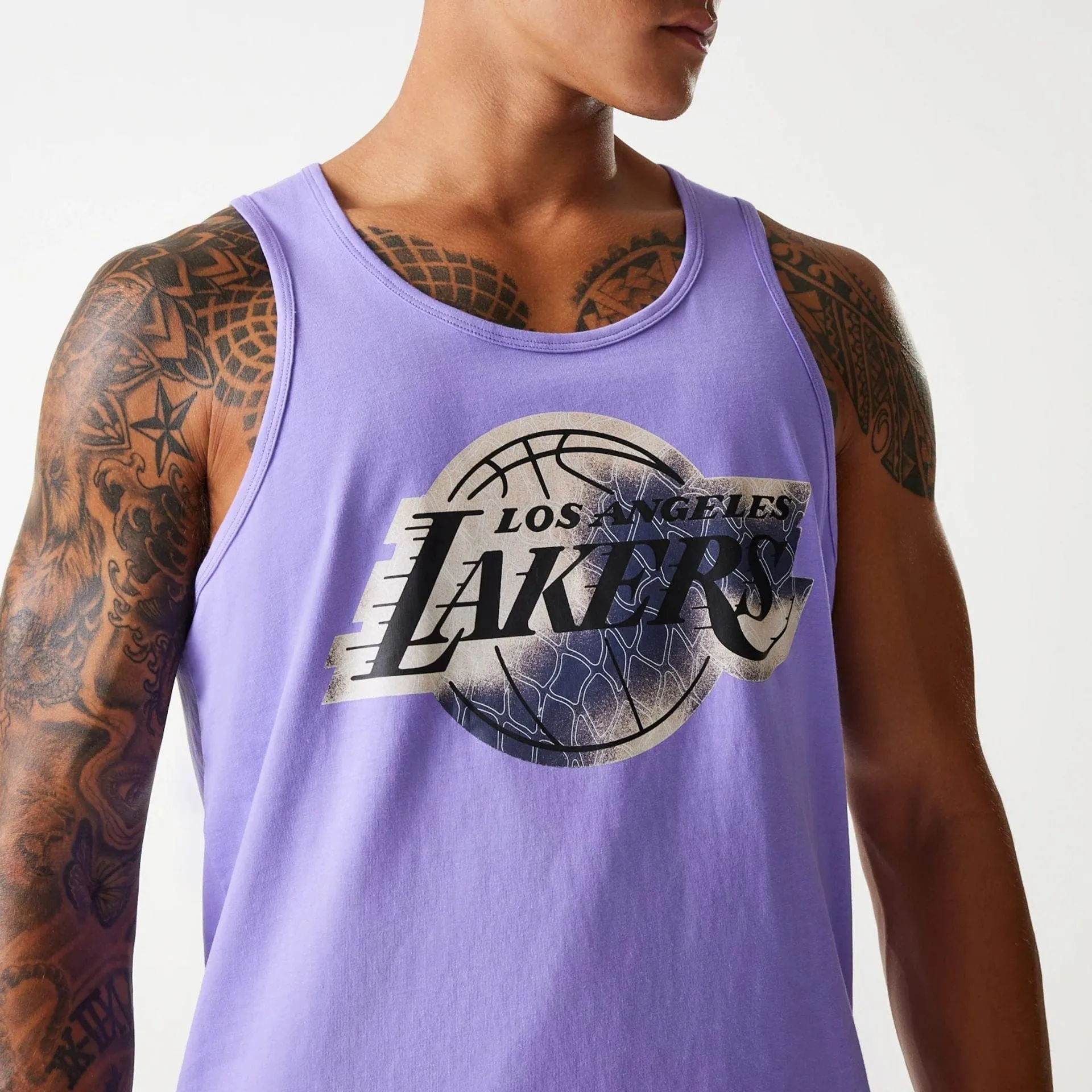 LA Lakers NBA All Over Print Infill Purple Vest Top Versatile Layer Minimal Design