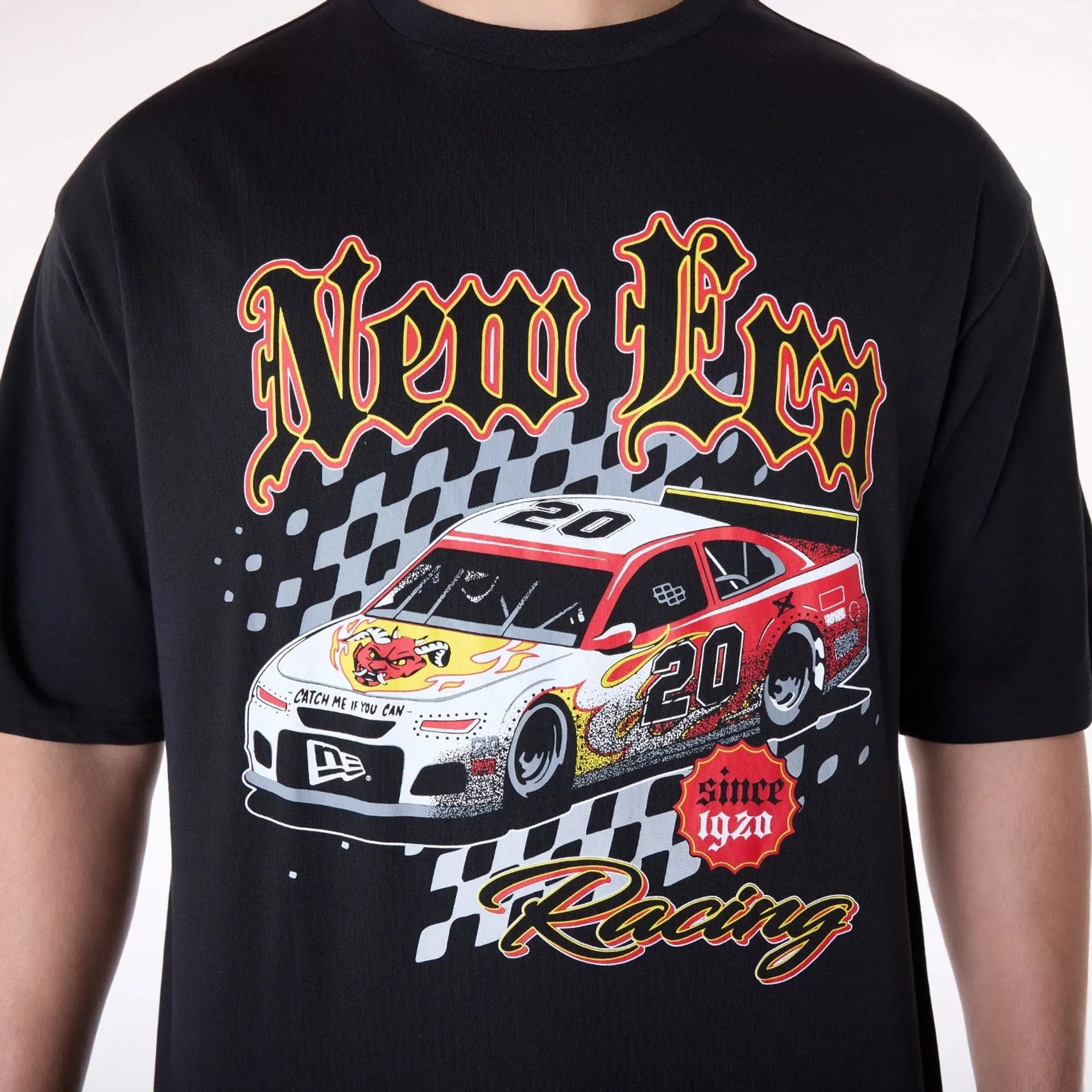 New Era 1920 Racing Black T-Shirt Collared formality Bold Design