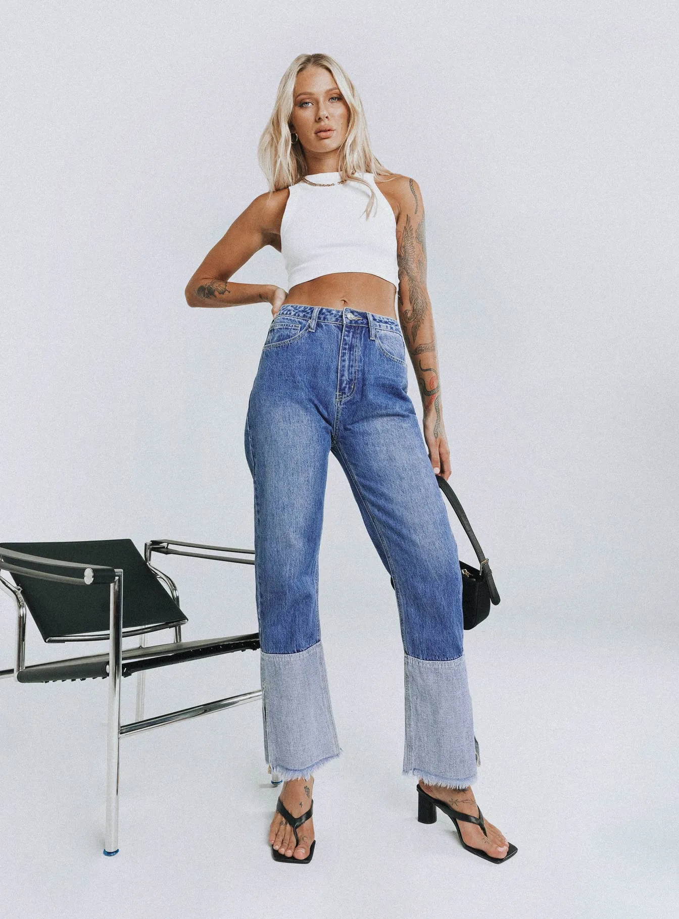 Rhode Straight Leg Spilt Hem Denim Jeans Minimal Aesthetic Day Off Fit