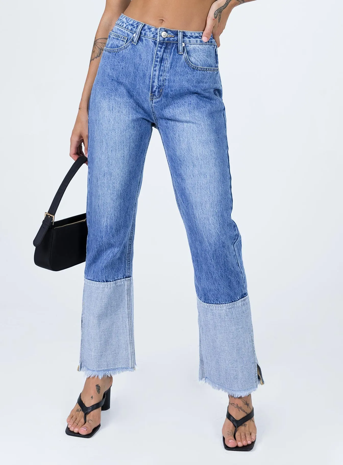 Simple Attire Rhode Straight Leg Spilt Hem Denim Jeans