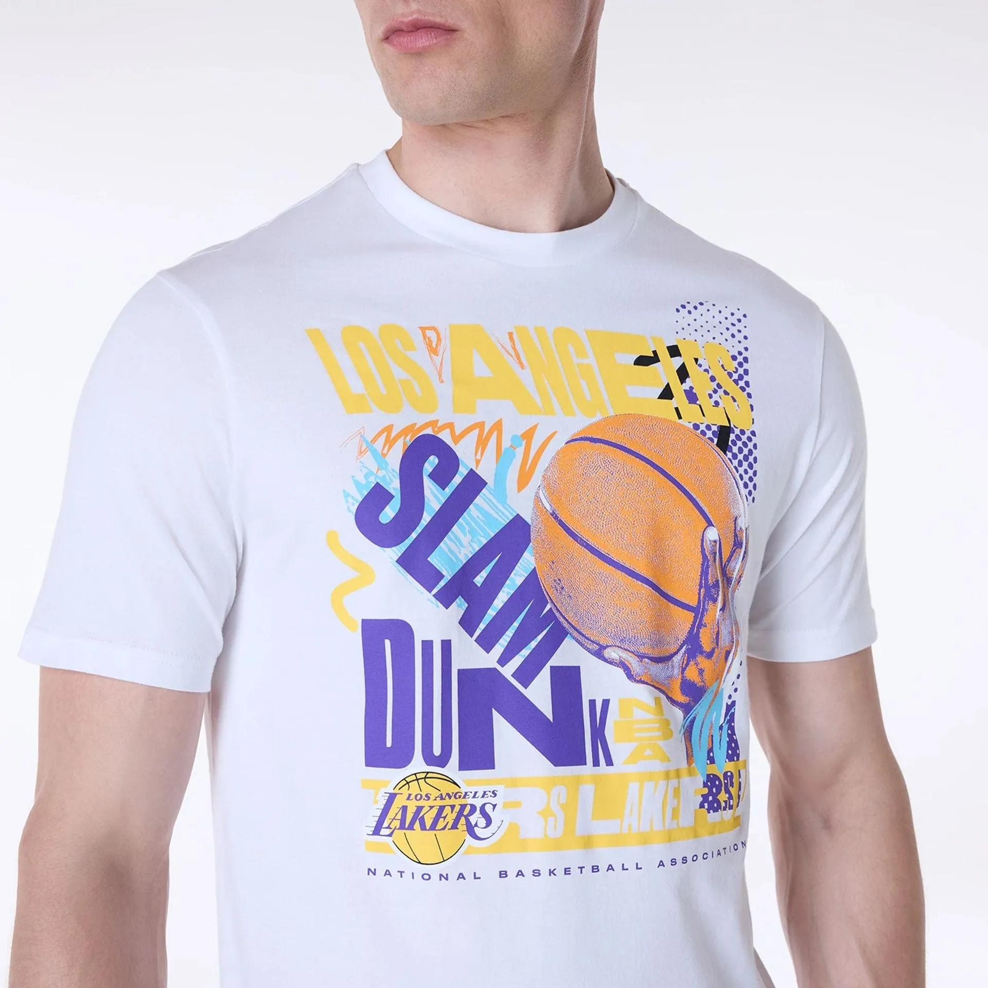 LA Lakers Basketball Graphic White T-Shirt Casual Flex