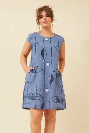 RIMINI LINEN SHIFT DRESS Comfy Detail knee-length