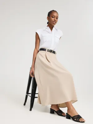 Star Light Cap Sleeve Button-Front Blouse