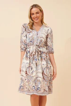 RYA PAISLEY PRINT DRESS Embroidered-Detail