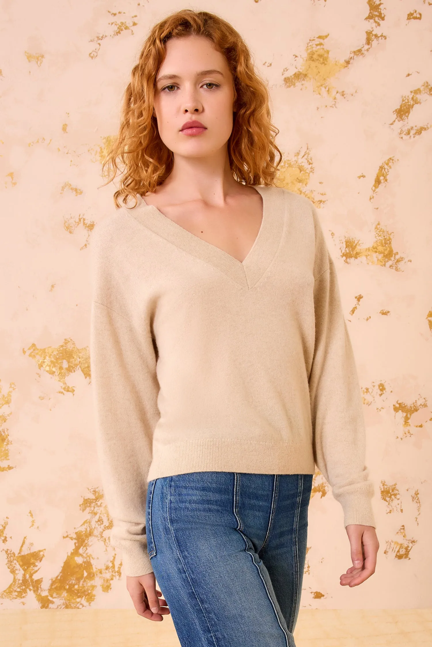 Ryla Cashmere V&ndash;Neck Pullover - Melange QuickReleaseFastenings Neo Mode