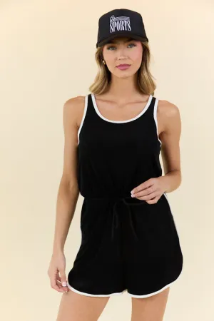 Muse Edge Reinforced Edges Rylee Black Terry Cloth Romper FINAL SALE