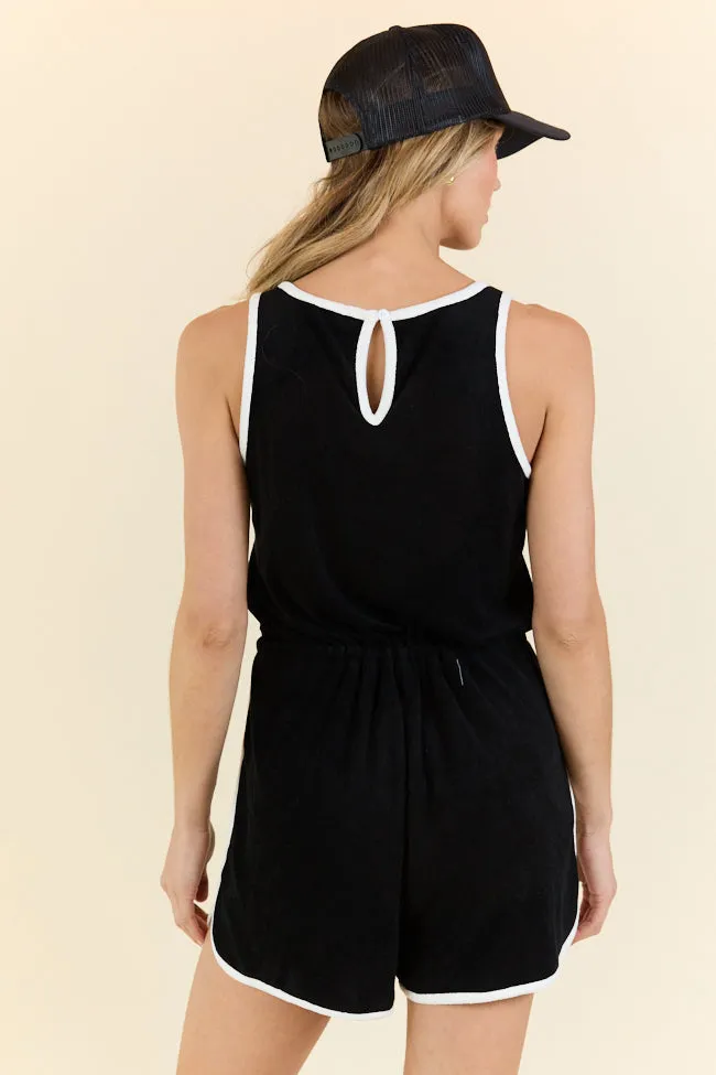 NonRestrictive Cut Rylee Black Terry Cloth Romper FINAL SALE