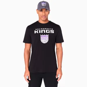 Sacramento Kings NBA Black T-Shirt Simple Wear Brushed Interior Lining