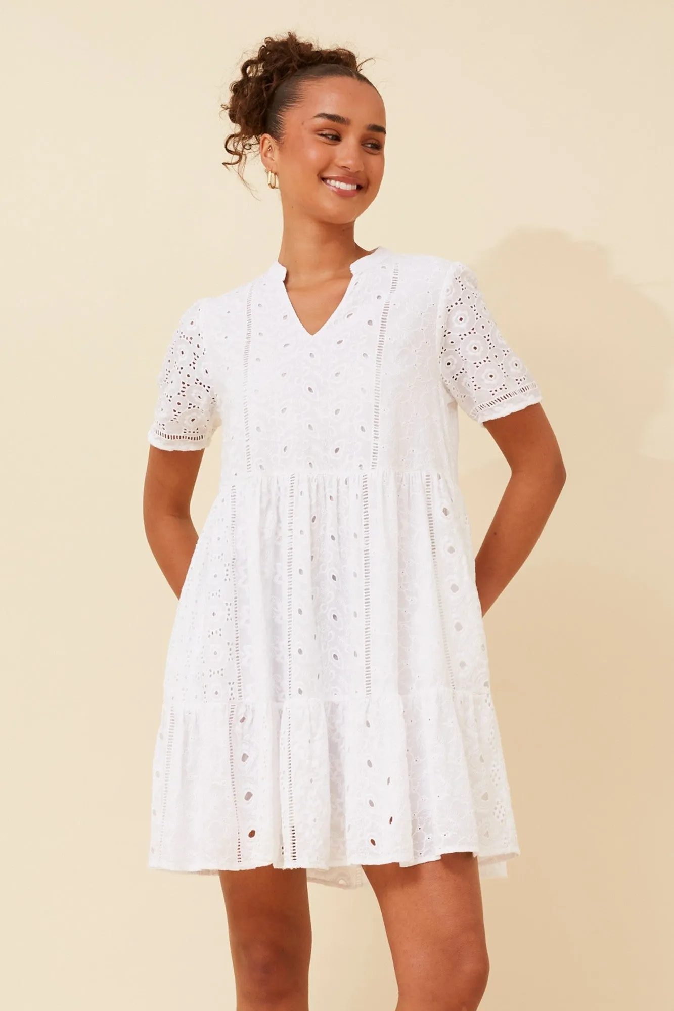 Form Flow Street Elegance SAHANA BRODERIE ANGLAISE SHORT DRESS
