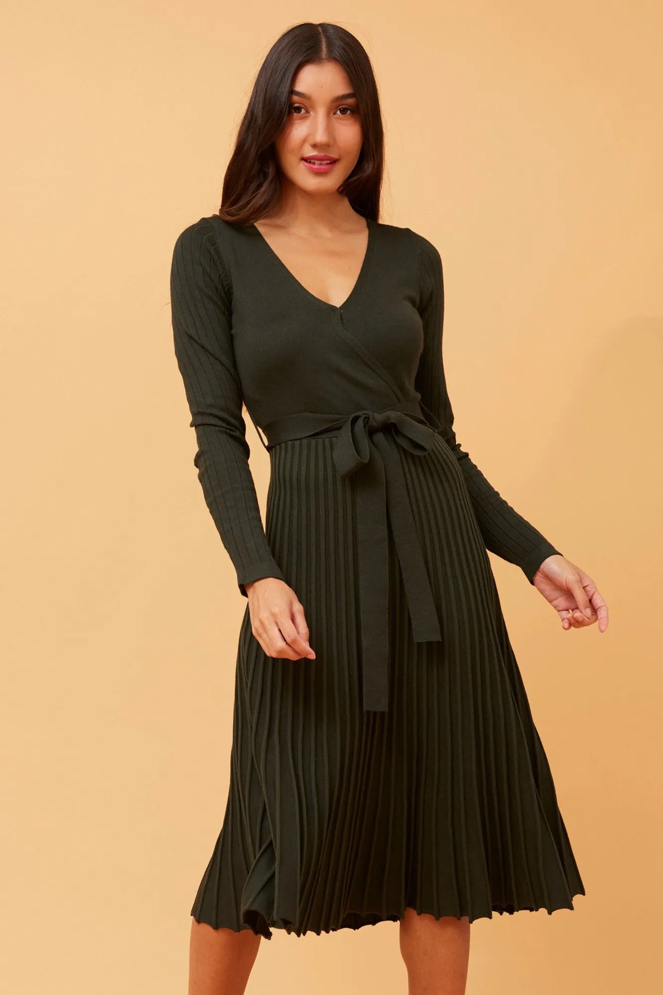 Modern Comfort Warm Palette SANA PLEATED KNIT DRESS