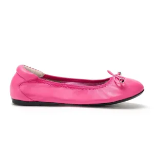 Sandringham - Fuchsia Pink Leather Ballet Flats warm weather Anti microbial