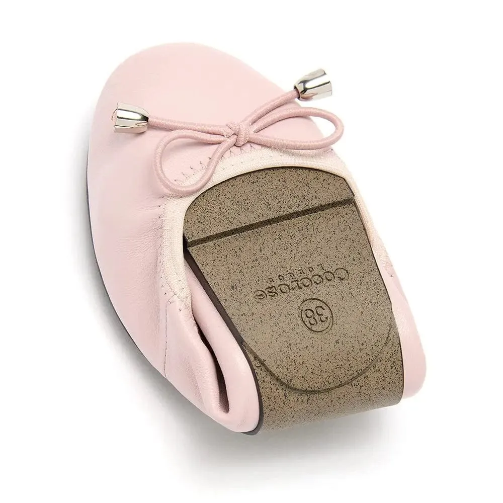 Sandringham - Pastel Pink Leather Ballet Flats Scandi Clean Zip Up Closure