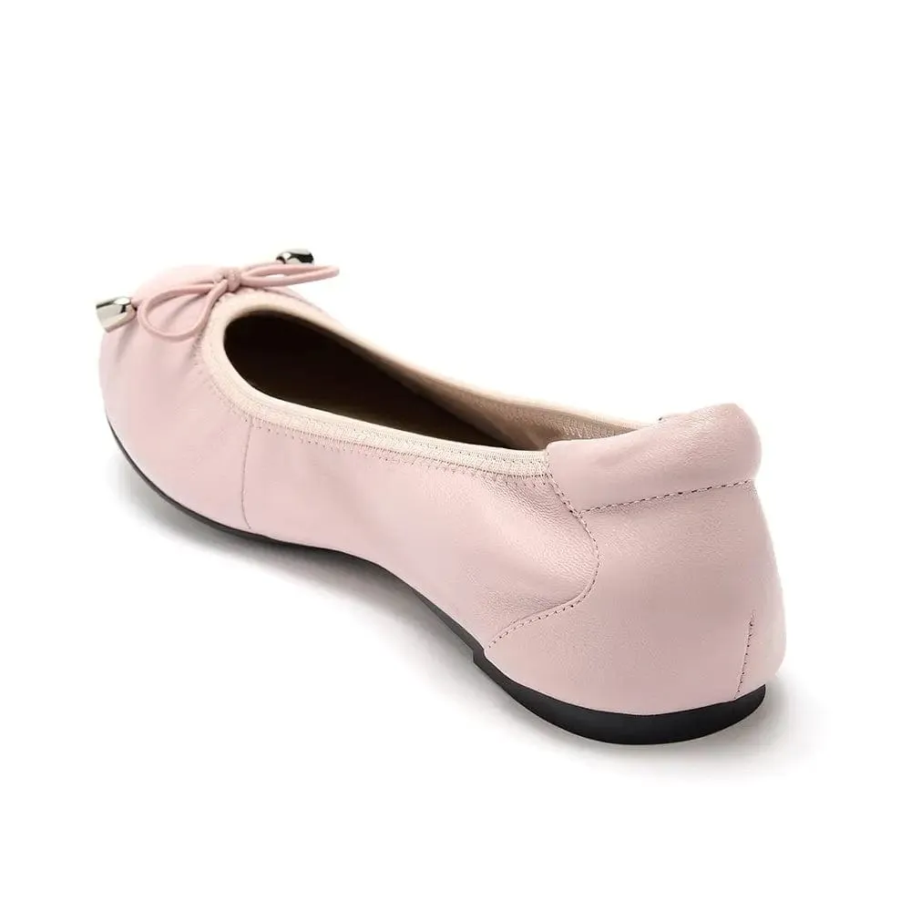 Sandringham - Pastel Pink Leather Ballet Flats Heat dissipation Grip Step