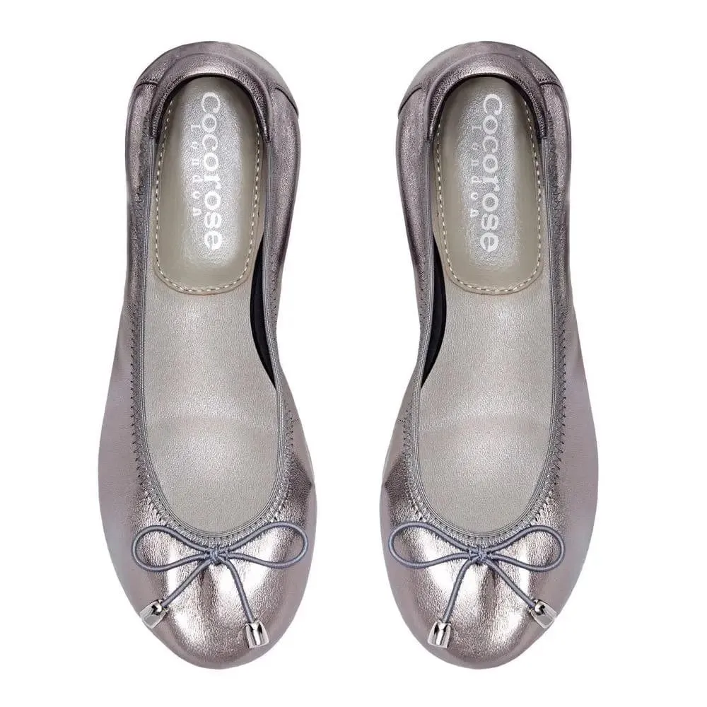 Weekday Style Sandringham - Pewter Silver Leather Ballet Flats