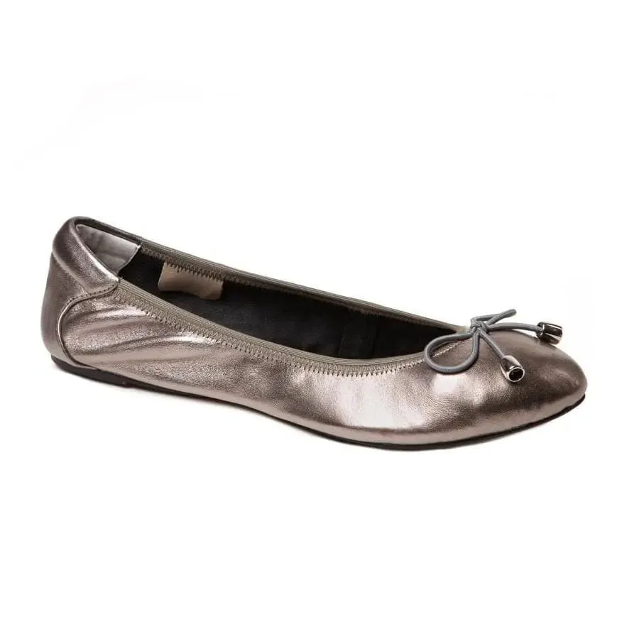 Natural Form Sandringham - Pewter Silver Leather Ballet Flats